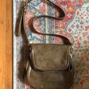Olive faux leather crossbody